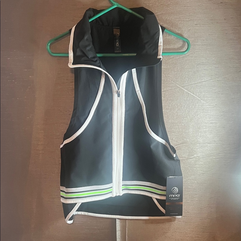 MPG JULIANNE HIOUGH Sports Black and Green/ reflective Vented Vest, Size S